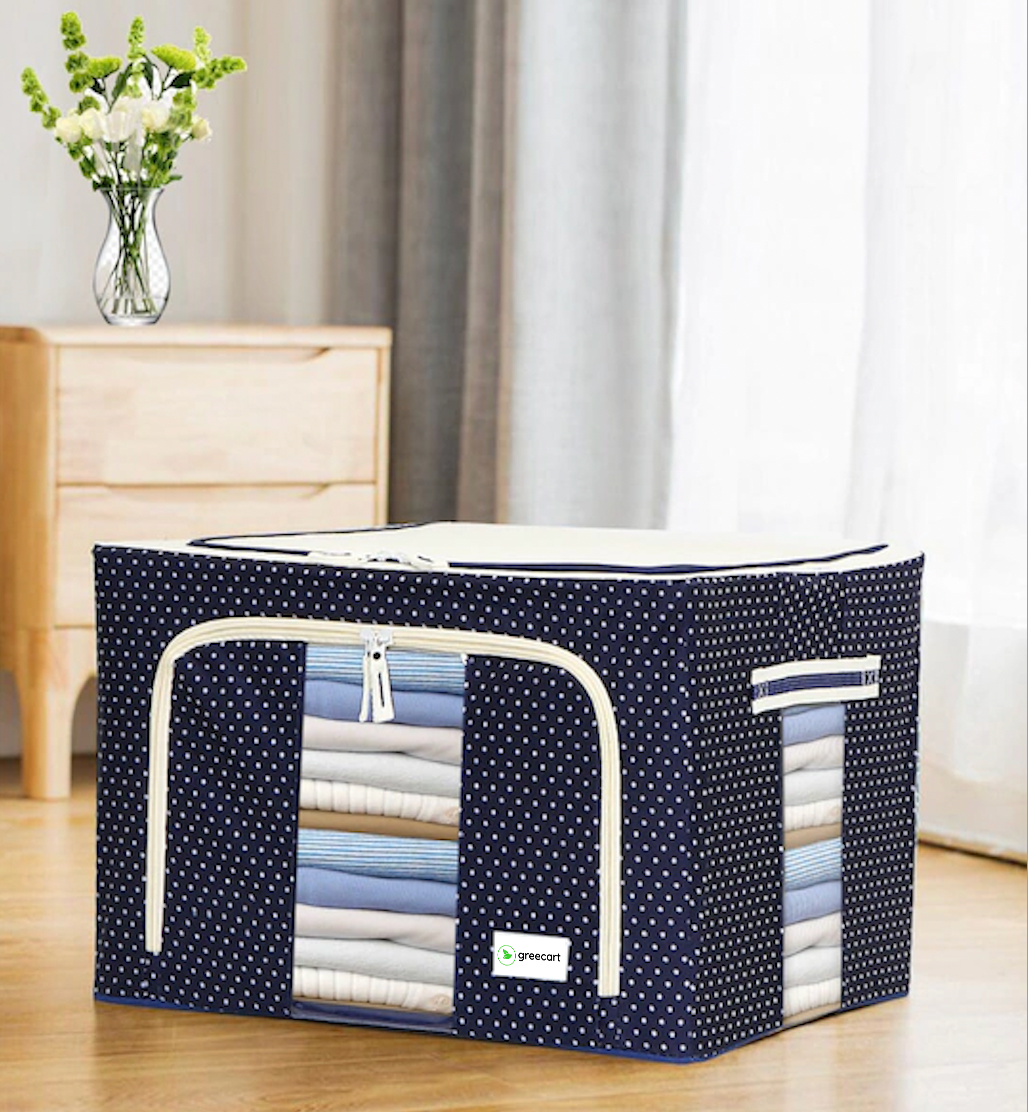 MYQUALITYKART® INDIA OXFORD FABRIC STORAGE BOXES FOR CLOTHES, SAREES, BED SHEETS, BLANKET ETC